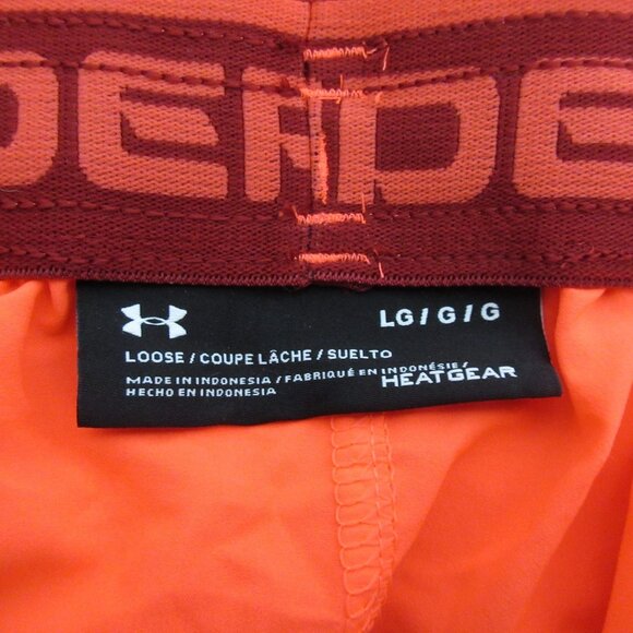 Under Armour Swim Trunks Mens Large Heat Gear Neon Orange Summer Preppy Pockets - Picture 3 of 9